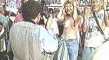man & bare-chested
woman in Bill and Hillary costumes just prior to arrest